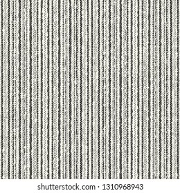 Monochrome Pin Striped Washed Canvas Effect Textured Background. Seamless Pattern.