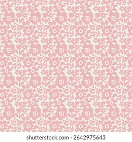 Monochrome Pink Floral Pattern White Background