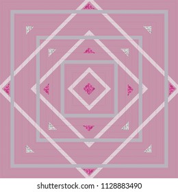 monochrome pink square outline shape with glitter pattern background