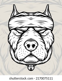 Monochrome Pitbull Gangsta. Premium vector