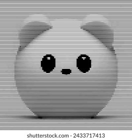 Monochrome pixel art of a cute, round face with large eyes and a small mouth.