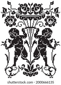 Pequeños ángeles. Estilo de arte de la Pixel. Ilustración del vector 