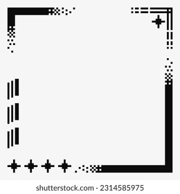 Monochrome Pixel Frame Template Elements, Dithered Gradient Line Corner