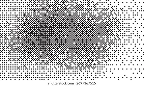 Textura de ruido de píxeles monocromo con puntos cuadrados dispersos que forman un patrón abstracto digital. Ideal para diseños tecnológicos, glitch y futuristas.
