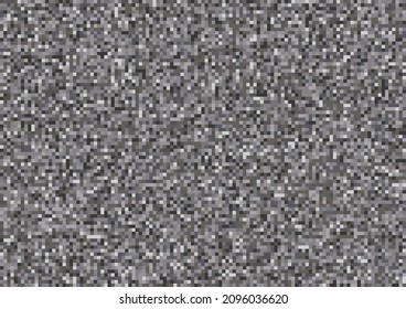 Monochrome Pixel Noise TV. Analog VHS Error. Noise Effect Seamless Pattern. Gray Color Display Screen Wallpaper. Glitch Texture. No Signal. Abstract Backdrop. Vector Illustration