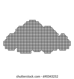 monochrome pixelate silhouette cumulus cloud vector illustration
