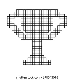 monochrome pixelate silhouette cup trophy element vector illustration