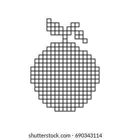 monochrome pixelate silhouette orange fruit food vector illustration