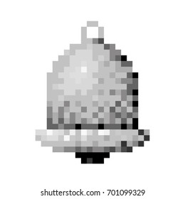 monochrome pixelated bell element icon vector illustration
