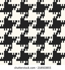 Monochrome Pixelated Effect Textured Houndstooth Pattern