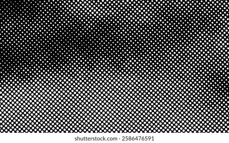 Monochrome Pixelated Gradient, A Dynamically Shifting Field of Dots Creating a Textured Visual Experience for Backgrounds and Creative Designs