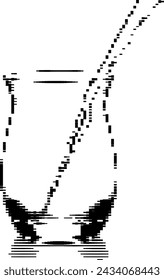 Monochrome pixelated image of a vase with a liquid splash.