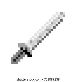 monochrome pixelated sword element to fight vector illustration