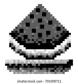 monochrome pixelated watermelon fruit in meadow vector illustration