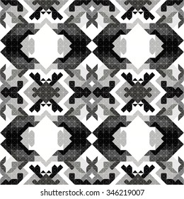 monochrome pixels beautiful abstract geometric seamless pattern vector illustration