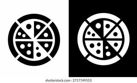 Monochrome Pizza Icon Vektordesign für Speisekarten und Restaurant-Branding
