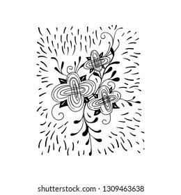 monochrome plant, flowers, lines