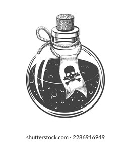 Monochrome Poison Bottle Drawn