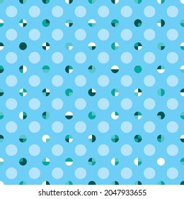 Patrón vectorial monocromo Polka-Dot sin fisuras. Patrón geométrico elegante con círculos y semicírculos grandes y pequeños enlosados. Ideal para los tejidos de moda, diseño interior, papel pintado y empaque. 