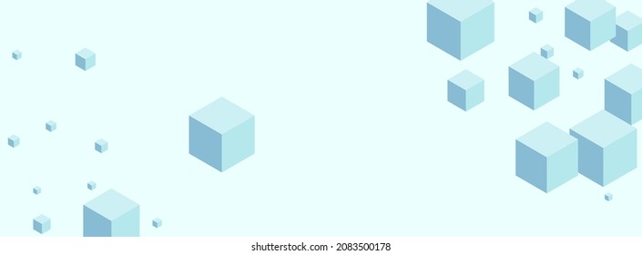 Monochrome Polygon Background Blue Vector. Cube Creative Illustration. Grey Block Concept Texture. Gift Template. Gray Poster Geometric.