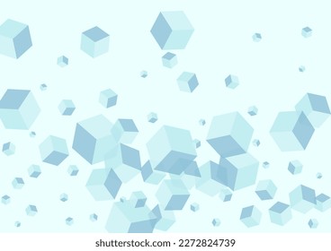 Monochrome Polygonhintergrund blauer Vektorgrafik. Cube Blockchain Design. Gray Square Flying Illustration. Scatter Texture. Block mit weißem Symbol.