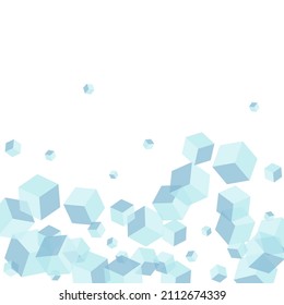 Vector blanco de fondo de polígono monocromo. Ilustración de partículas de bloque. Diseño de papel de caja azul. Textura de modelo. Geometría blanca.