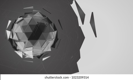 Monochrome polygonal abstract sphere combination by triangle shape graphic template on white background