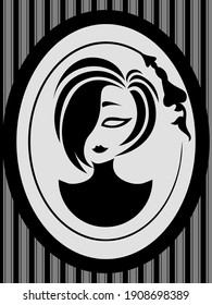 monochrome portrait of abstract cute cartoon gothic girl