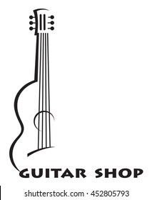 monochrome poster of guitar with text