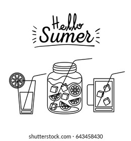 monochrome poster silhouette of hello summer vector illustration