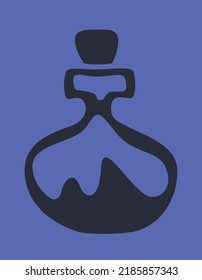Monochrome potion flask. Halloween attribute in flat style.