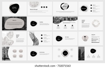 Monochrome presentation templates elements on a white background. Vector infographics. Use in Presentation, flyer and leaflet, corporate report, marketing, advertising, annual report, banner.