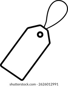 monochrome price tag icon with a hole and string