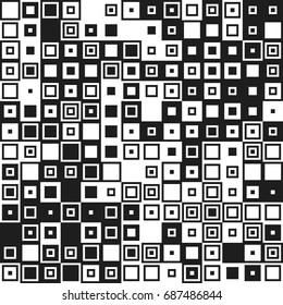 Monochrome print abstractionism style. Vector seamless pattern for design. Black and white background. Minimalistic art tiles.