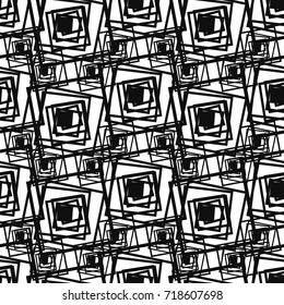 Monochrome print abstractionism style. Vector seamless pattern for design. Black and white background. Minimalistic art tiles.