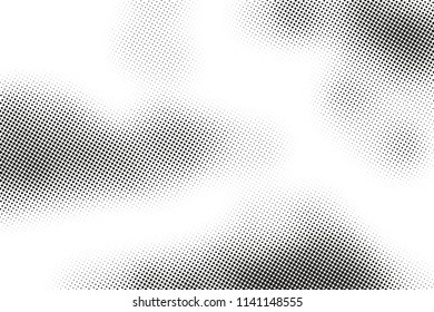 Monochrome printing raster. Abstract vector halftone background. Black and white texture of dots.