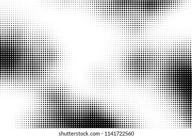 Monochrome printing raster. Abstract vector halftone background. Black and white texture of dots.