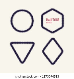 Monochrome printing raster. Abstract vector halftone shapes.