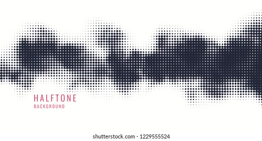 Monochrome printing raster. Abstract vector halftone background. Black and white texture of dots.