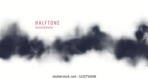 Monochrome Printing Raster. Abstract Vector Halftone Background. Black And White Texture Of Dots.