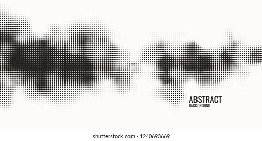 Monochrome printing raster. Abstract vector halftone background. Black and white texture of dots.