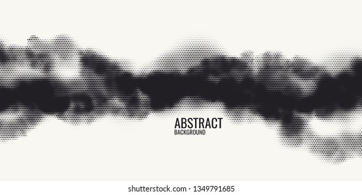 Monochrome printing raster. Abstract vector halftone background. Black and white texture of dots.
