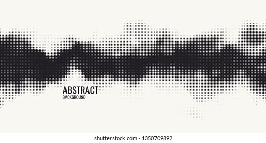 Monochrome printing raster. Abstract vector halftone background. Black and white texture of dots.