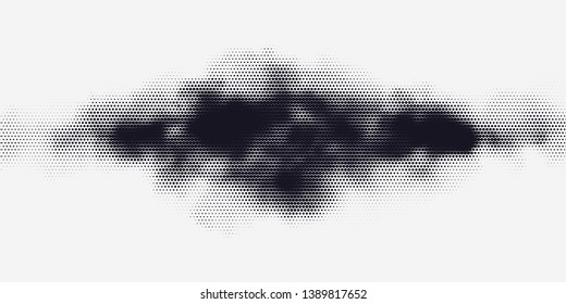 Monochrome printing raster. Abstract vector halftone background. Black and white texture of dots.
