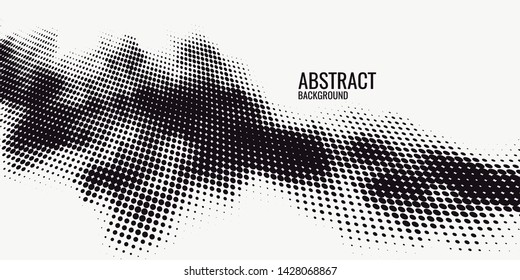 Monochrome printing raster. Abstract vector halftone background. Black and white texture of dots.