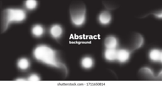 Monochrome printing raster, abstract vector halftone background. Black and white texture of dots.