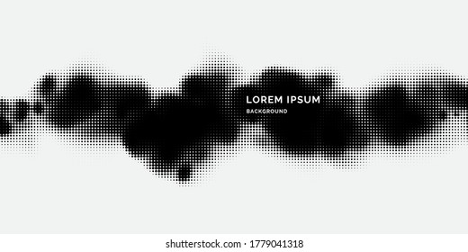 Monochrome printing raster. Abstract vector halftone background. Black and white texture of dots.