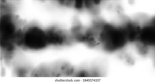 Monochrome printing raster. Abstract vector halftone background. Black and white texture of dots.