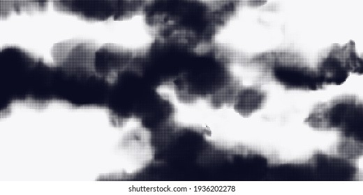 Monochrome printing raster. Abstract vector halftone background. Black and white texture of dots.