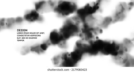 Monochrome printing raster, abstract vector halftone background. Texture of dots.